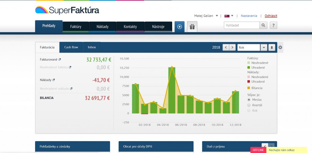 Program na faktúru online - Náhľad pracovného prostredia iKROS